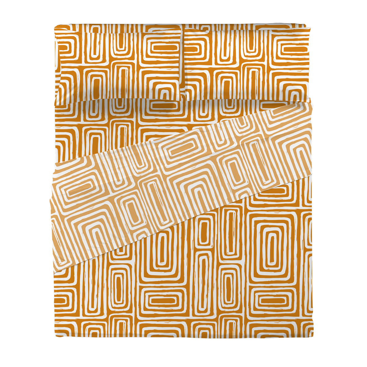 Completo Letto Matrimoniale in Cotone con Stampa Danjel Rust