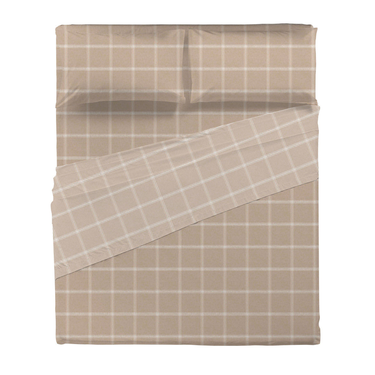 Completo Letto Matrimoniale con Stampa Atelier - Fantasia Efrem Beige
