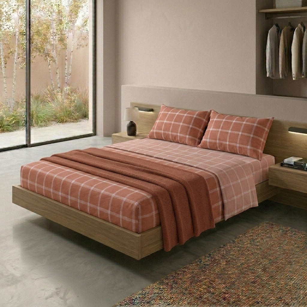 Completo Letto Matrimoniale con Stampa Atelier - Fantasia Efrem Rust