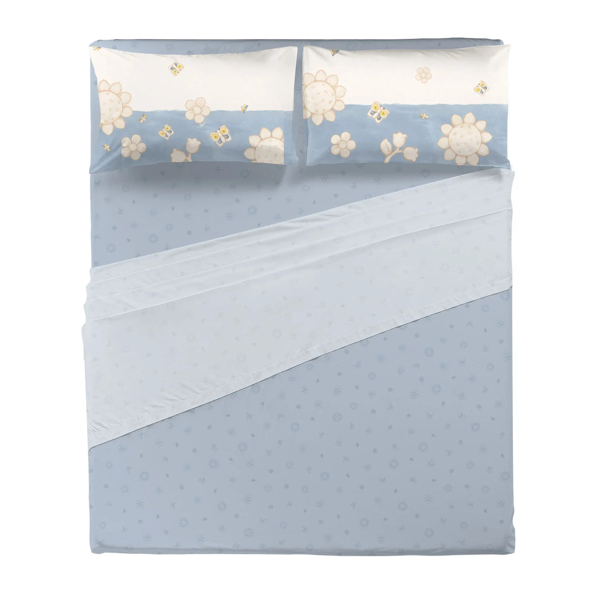 THUN® Completo Letto Matrimoniale in Cotone Elegance Azzurro - Amo La Casa Shop