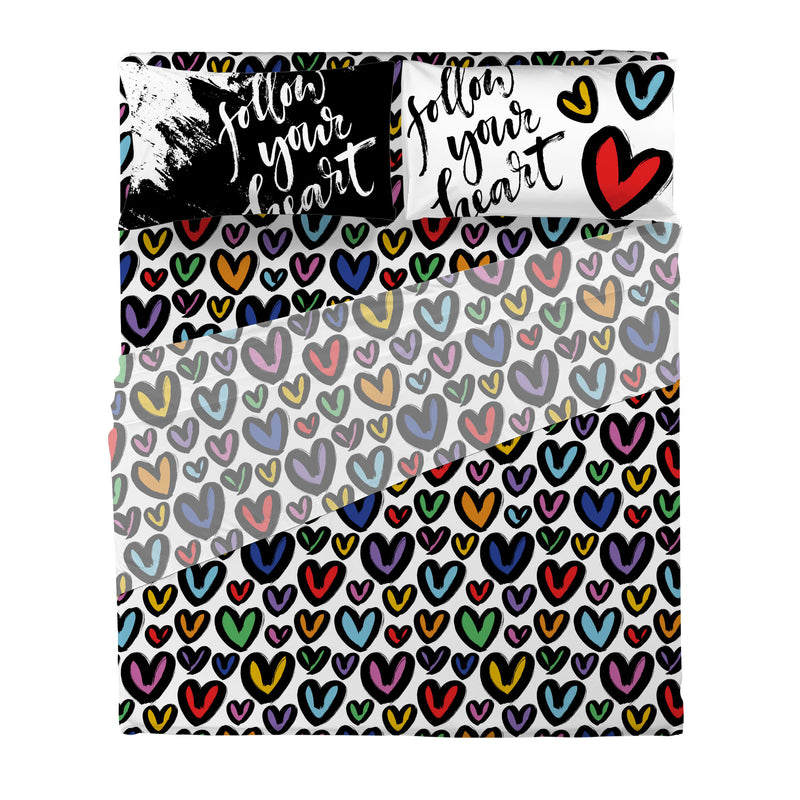 Completo Letto Matrimoniale I Love You Follow Your Heart Multicolor