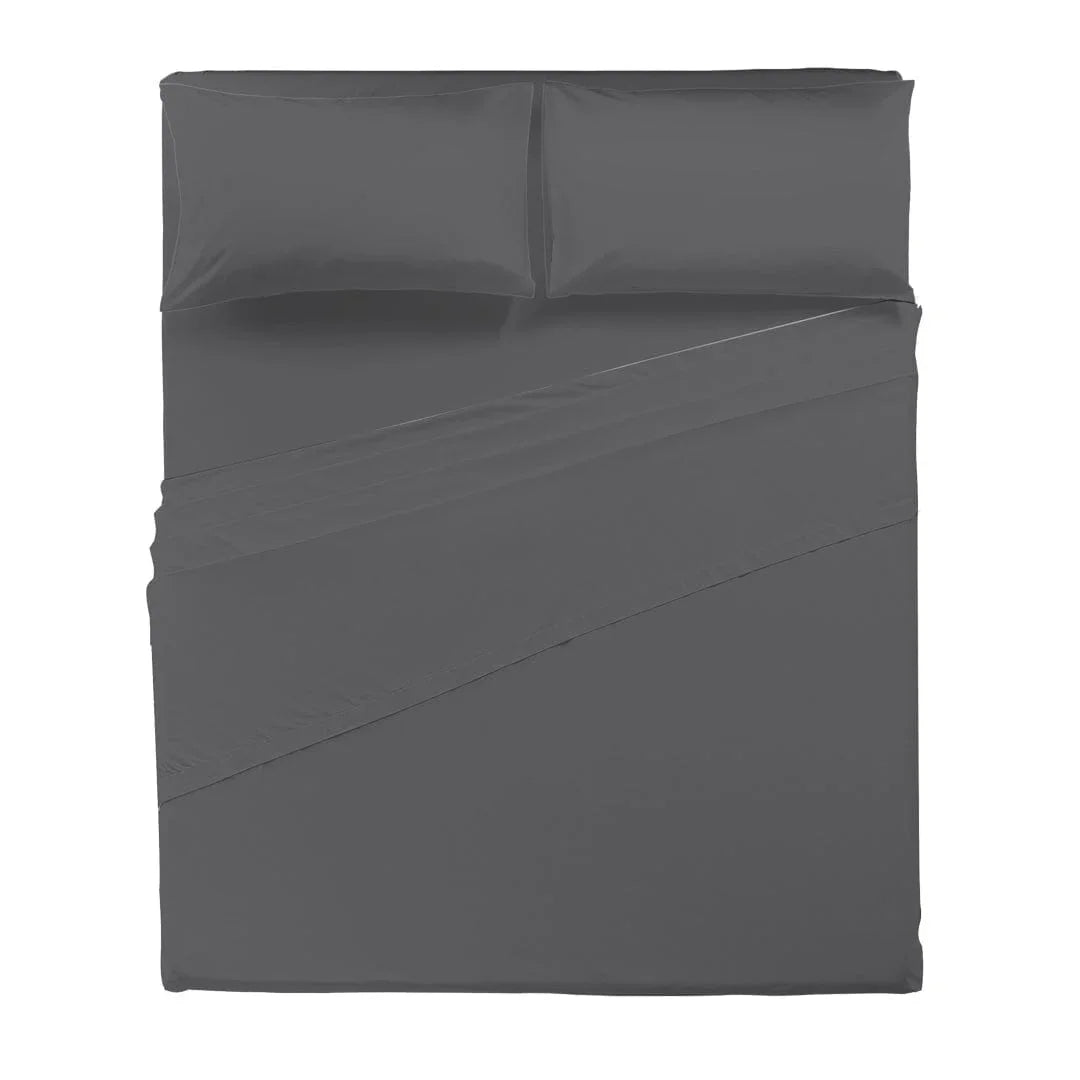 Completo Letto Matrimoniale in Cotone - Tinta Unita Grigio Scuro - Amo La Casa Shop
