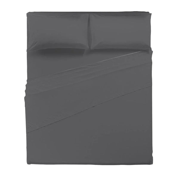 Completo Letto Matrimoniale in Cotone - Tinta Unita Grigio Scuro - Amo La Casa Shop