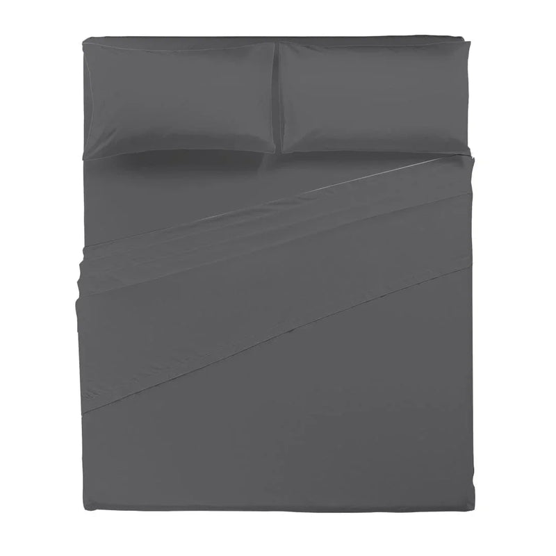 Completo Letto Matrimoniale in Cotone - Tinta Unita Grigio Scuro - Amo La Casa Shop