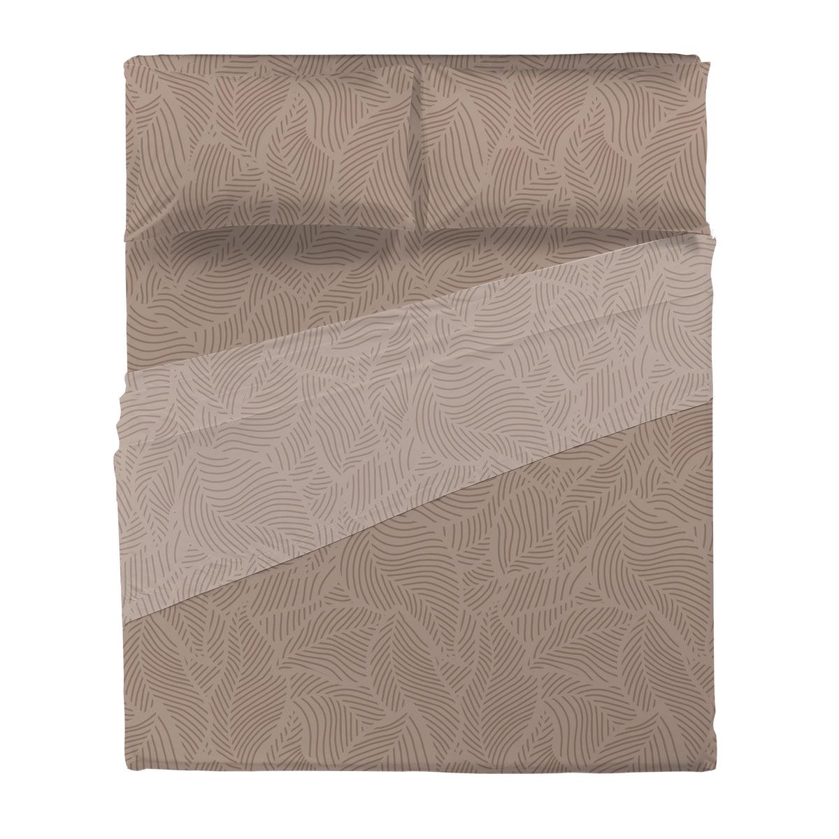 Completo Letto Matrimoniale in Cotone con Stampa Gylfe Beige