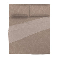 Completo Letto Matrimoniale in Cotone con Stampa Gylfe Beige
