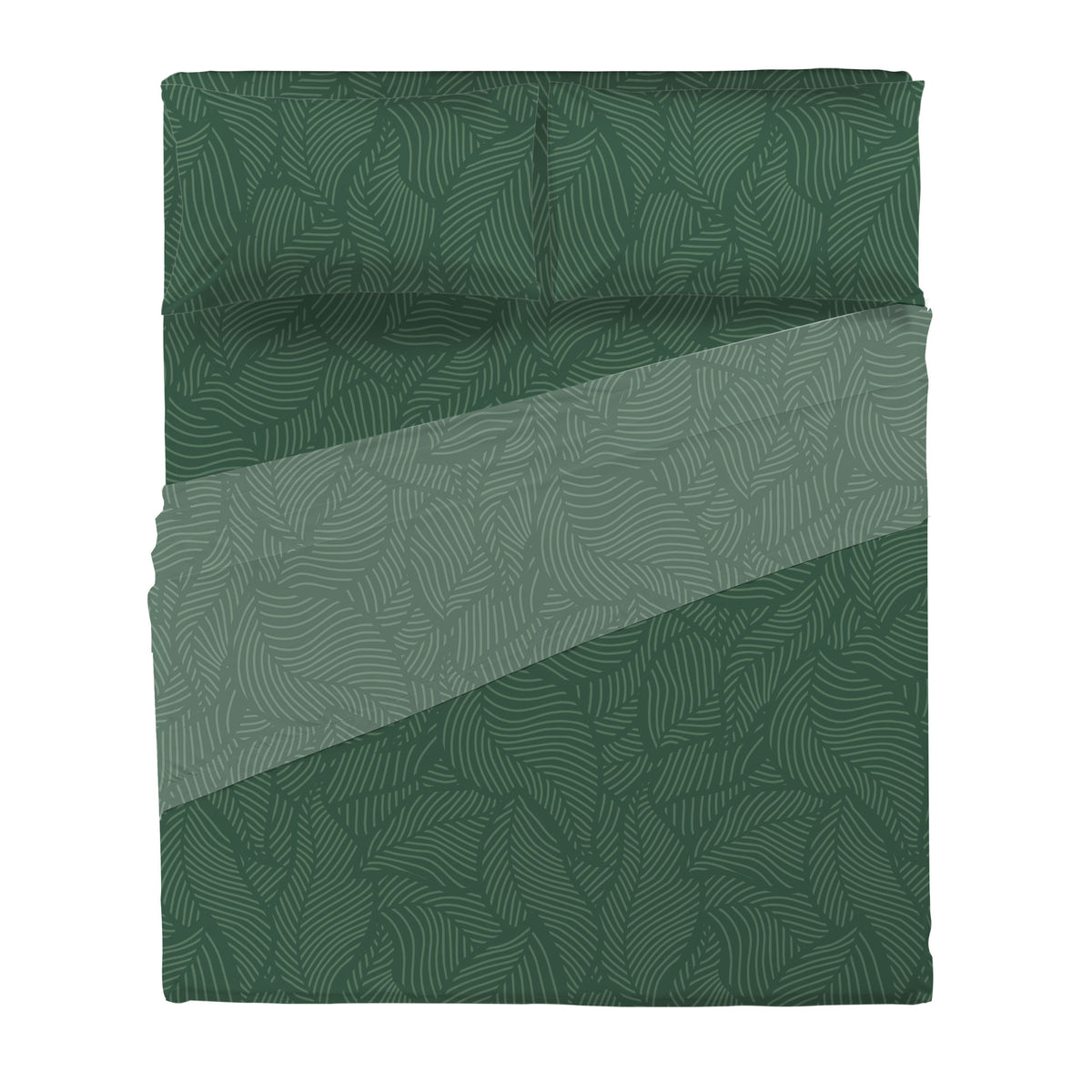 Completo Letto Matrimoniale in Cotone con Stampa Gylfe Green