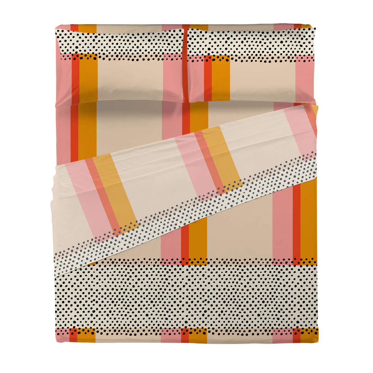 Completo Letto Matrimoniale in Cotone con Stampa Kiljan Multicolor