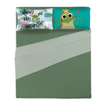 Completo Letto Matrimoniale in Cotone con Stampa Digitale - Fantasia Kissfrog Green