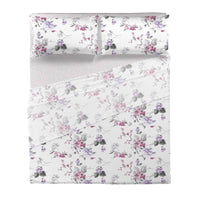 Completo Letto Matrimoniale in Cotone con Stampa - Fantasia Micole Pink
