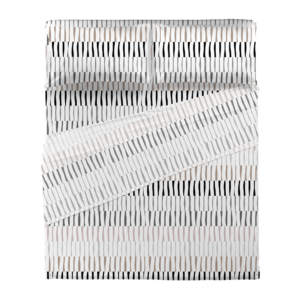 Completo Letto Matrimoniale in Cotone con Stampa Niord Grey