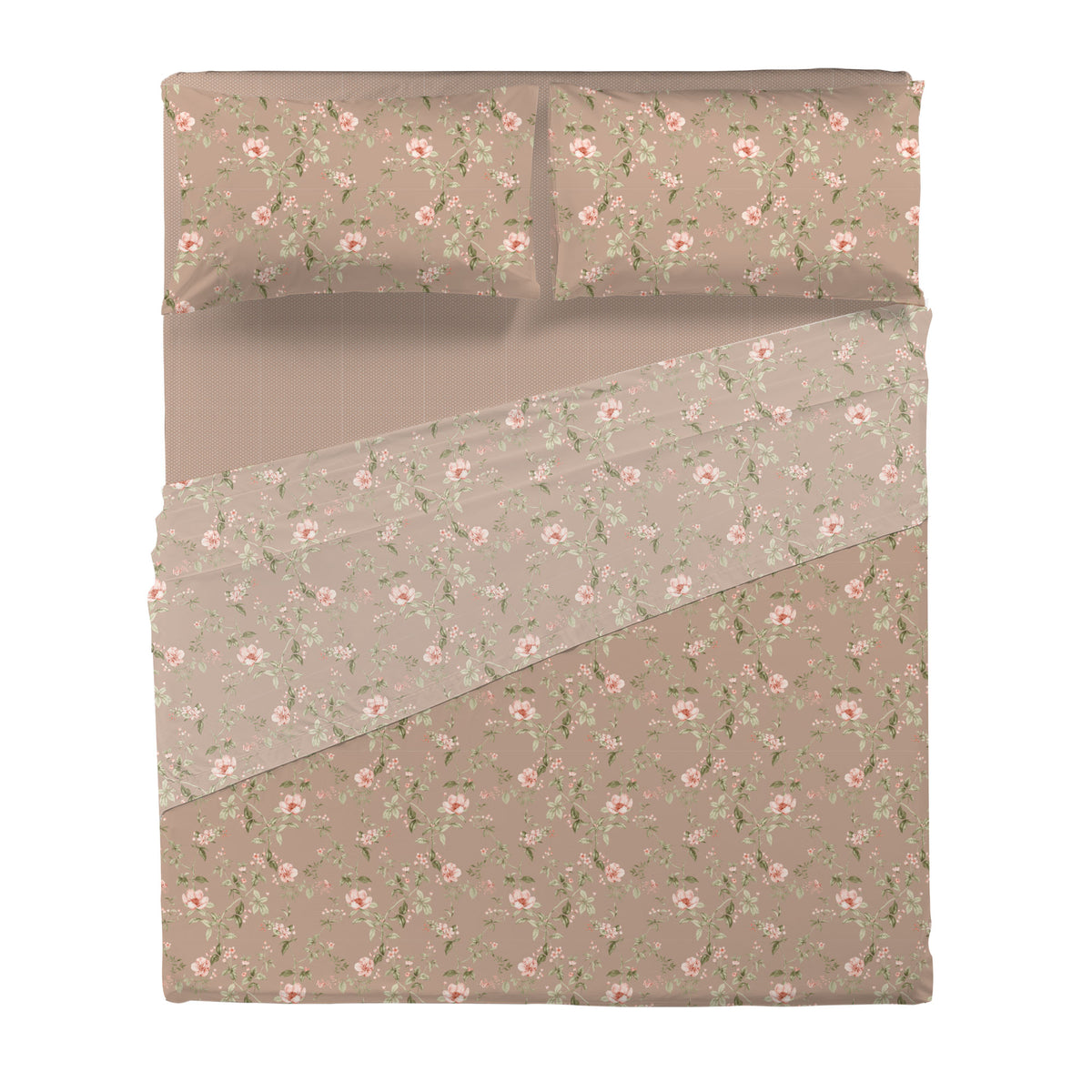 Completo Letto Matrimoniale con Stampa Atelier - Fantasia Pauline Beige