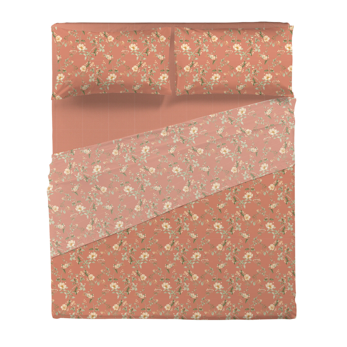 Completo Letto Matrimoniale con Stampa Atelier - Fantasia Pauline Dusty Coral