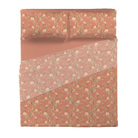 Completo Letto Matrimoniale con Stampa Atelier - Fantasia Pauline Dusty Coral
