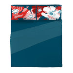 Completo Letto Matrimoniale in Cotone con Stampa Digitale - Fantasia Saturn Poppie Ottanio