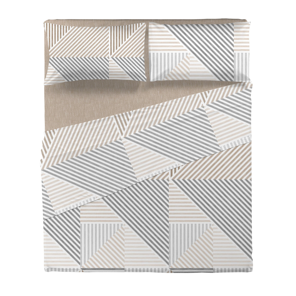 Completo Letto Matrimoniale con Stampa Atelier - Fantasia Ramsey Beige