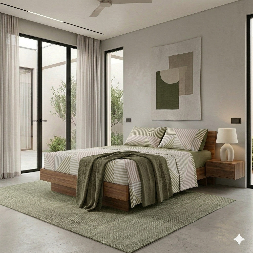 Completo Letto Matrimoniale con Stampa Atelier - Fantasia Ramsey Green