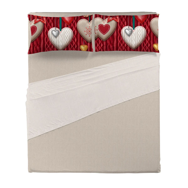 Completo Letto Matrimoniale con Stampa Digitale - Fantasia Alpine Aura Sharline Red - Amo La Casa Shop