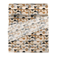 Completo Letto Matrimoniale in Cotone con Stampa Sjul Beige