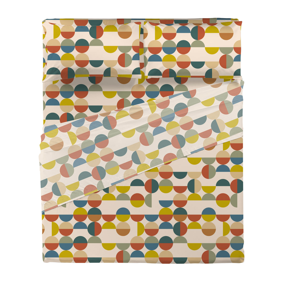Completo Letto Matrimoniale in Cotone con Stampa Sjul Multicolor
