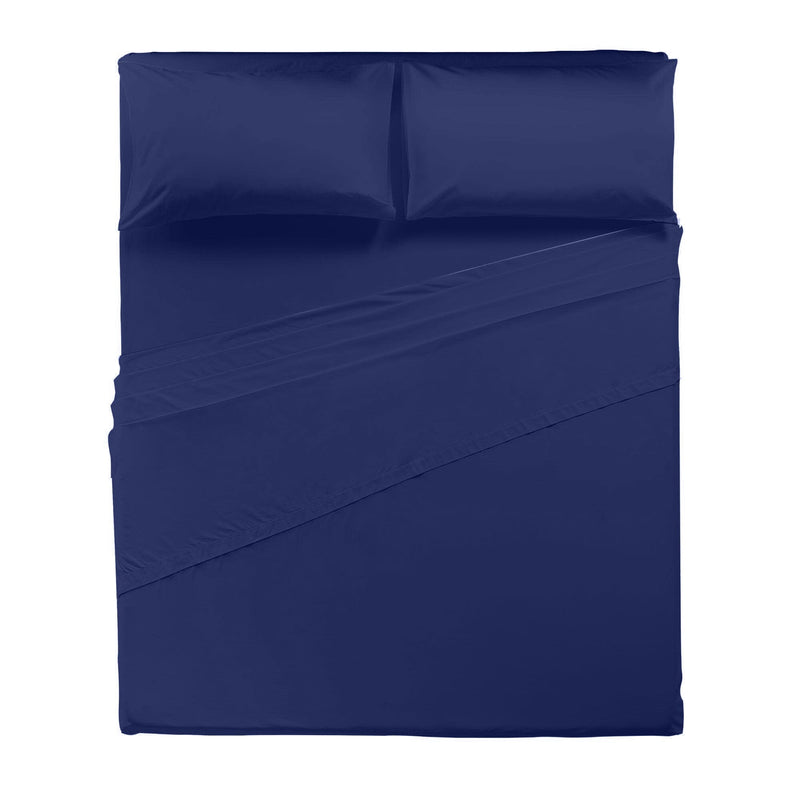 Completo Letto Matrimoniale in Microfibra Softy Yarn - Tinta Unita Blue