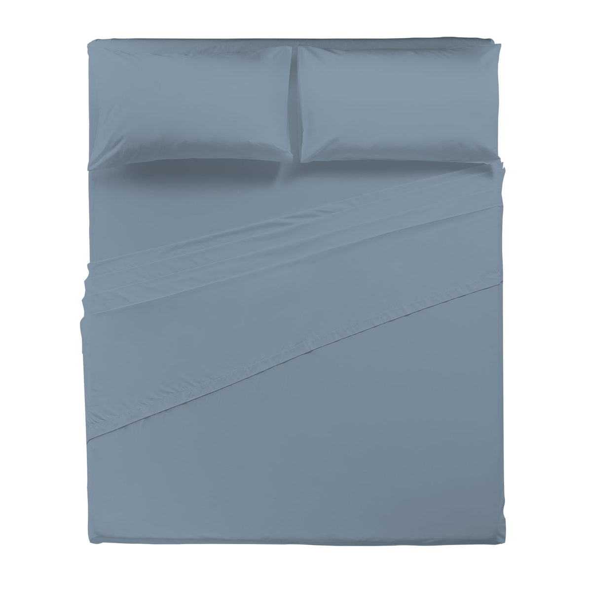 Happidea Completo Letto Matrimoniale in Cotone Tinta Unita Azzurro Tinta Unita Polvere