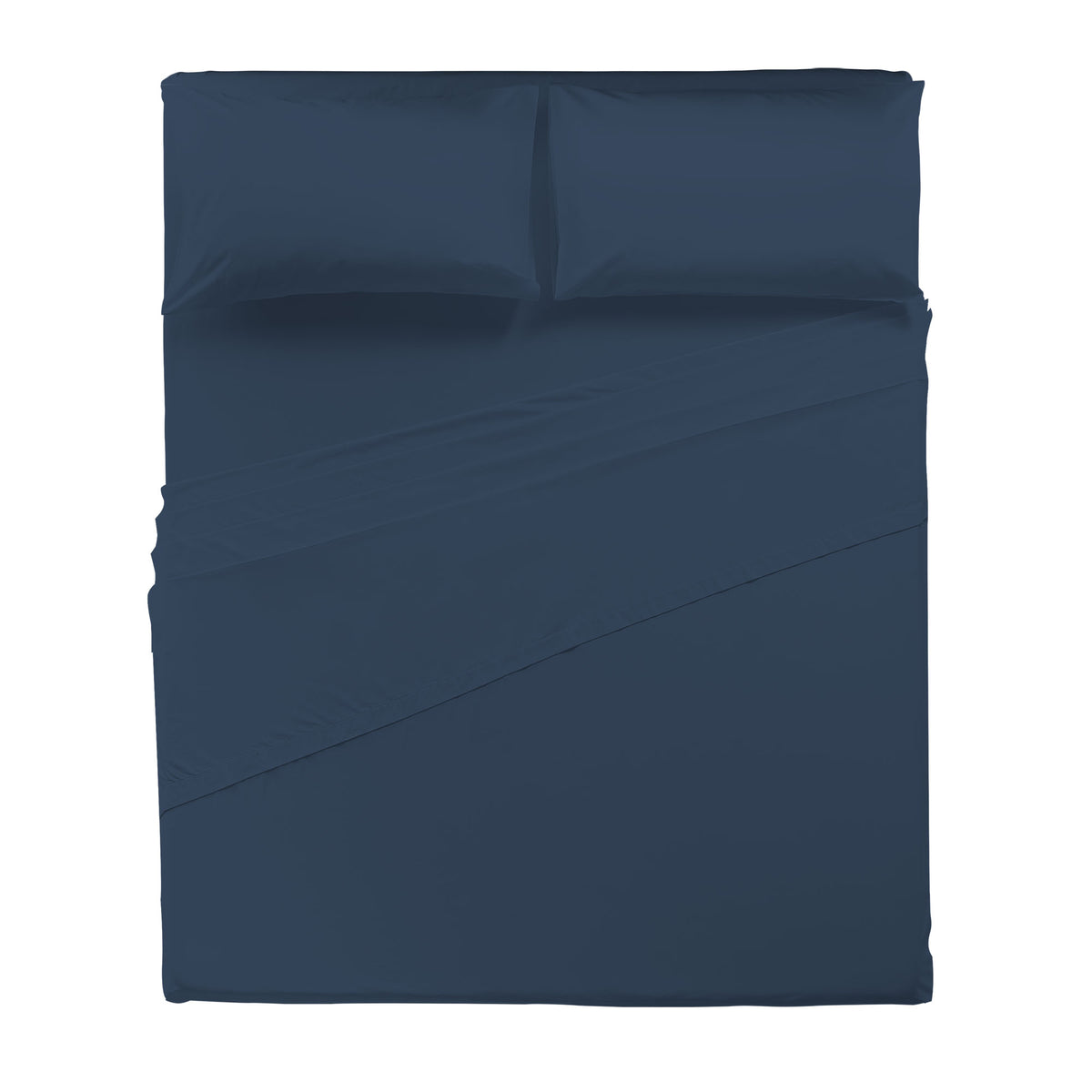 Happidea Completo Letto Matrimoniale in Cotone Tinta Unita Blu Profondo