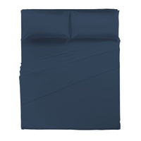 Happidea Completo Letto Matrimoniale in Cotone Tinta Unita Blu Profondo