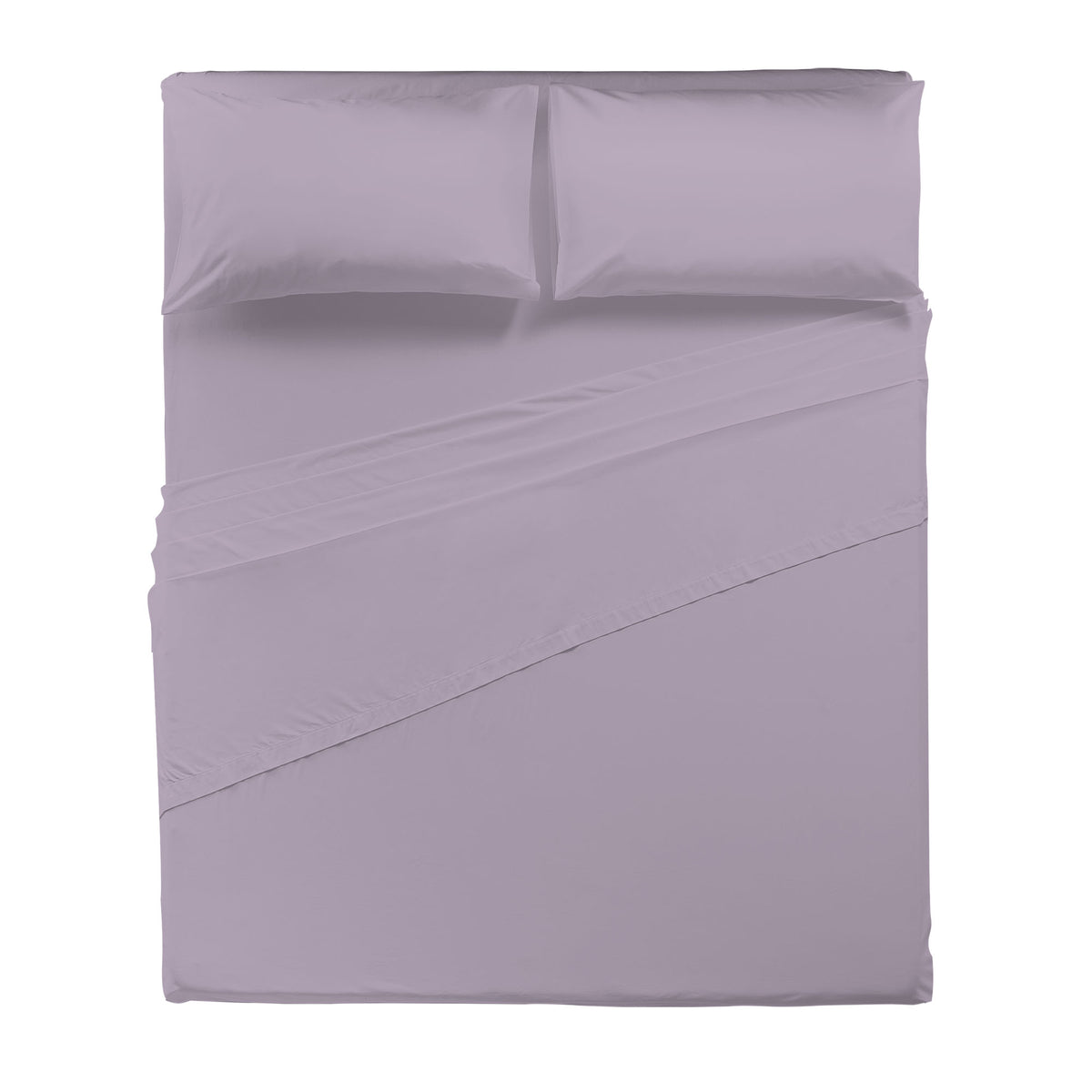 Happidea Completo Letto Matrimoniale in Cotone Tinta Unita Glicine