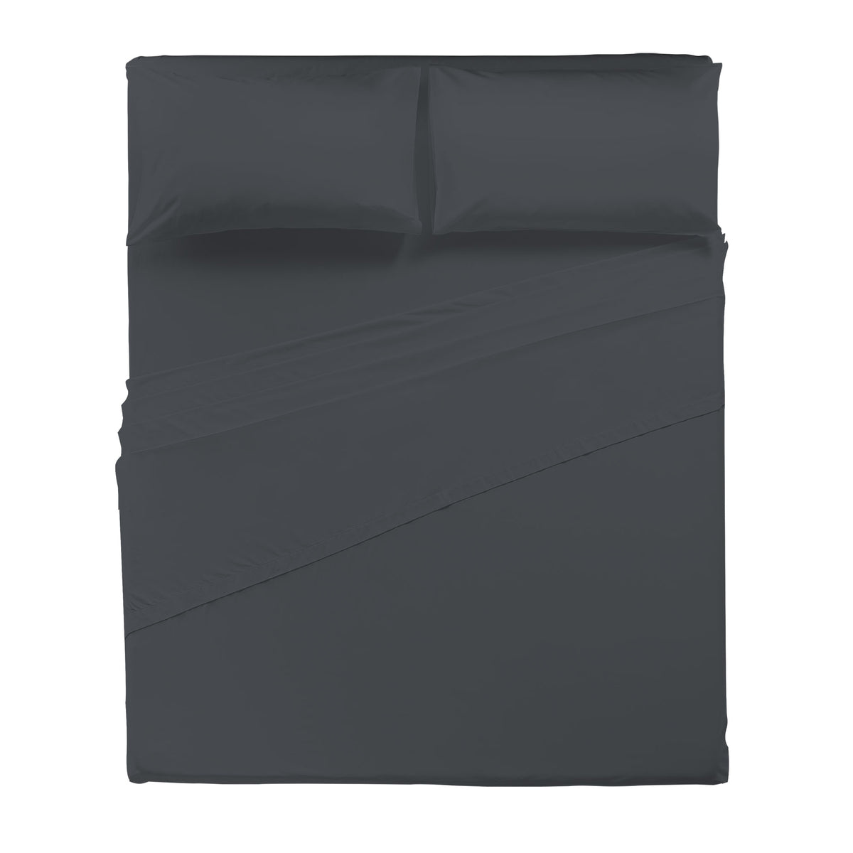 Happidea Completo Letto Matrimoniale in Cotone Tinta Unita Grafite