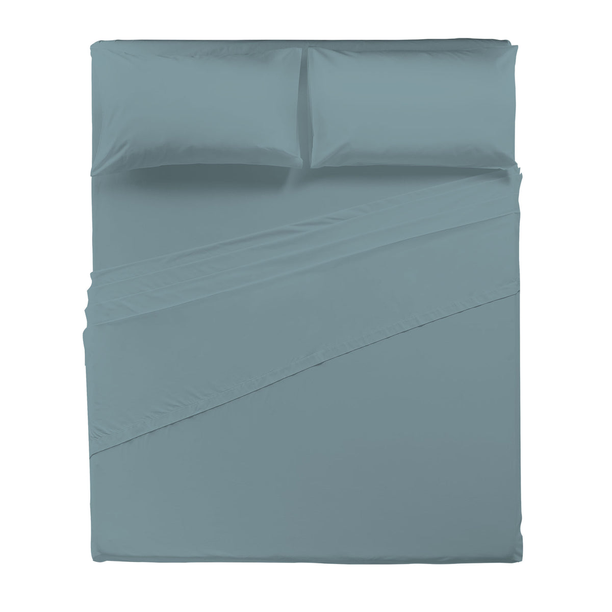 Happidea Completo Letto Matrimoniale in Cotone Tinta Unita Tinta Laguna