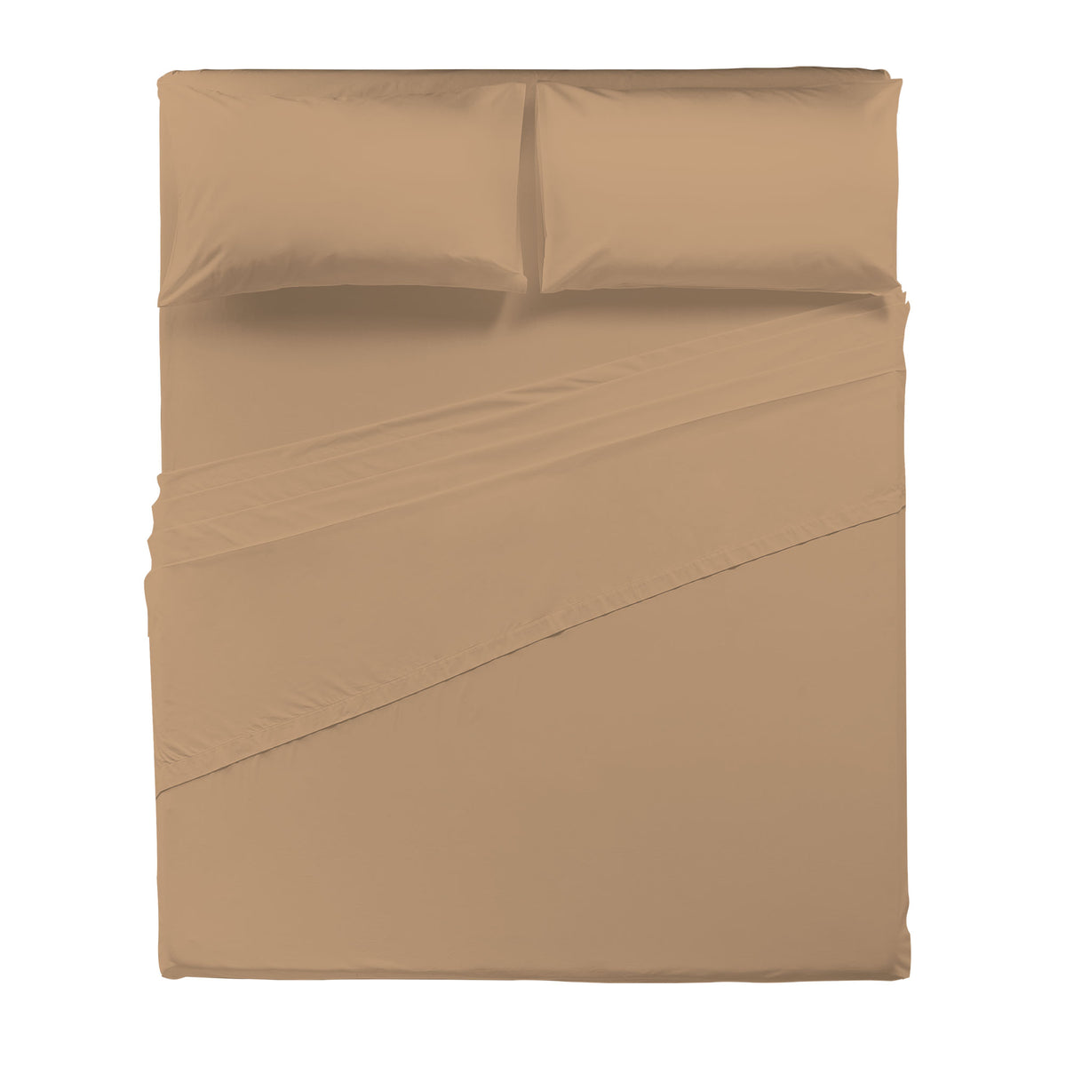 Happidea Completo Letto Matrimoniale in Cotone Tinta Unita Ochre