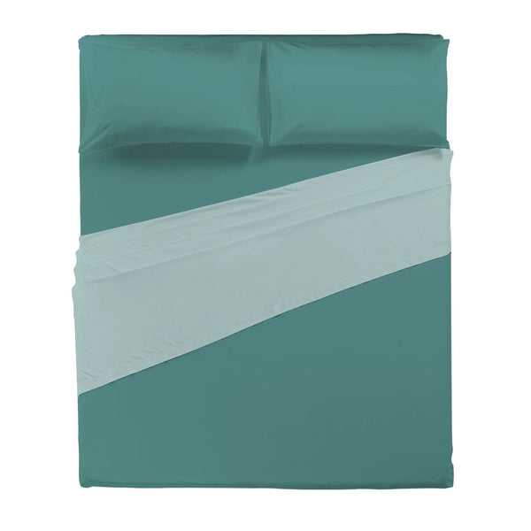 Completo Letto Matrimoniale in Cotone - Tinta Unita Ottanio - Amo La Casa Shop