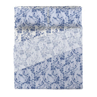 Completo Letto Matrimoniale in Cotone con Stampa - Fantasia Tosca Blue