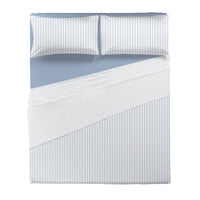 Completo Letto Matrimoniale in Cotone con Stampa - Fantasia Tweed Blue