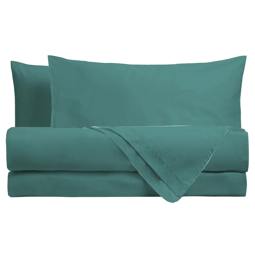 Completo Letto Matrimoniale in Cotone - Tinta Unita Ottanio - Amo La Casa Shop