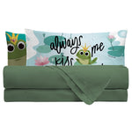 Completo Letto Matrimoniale in Cotone con Stampa Digitale - Fantasia Kissfrog Green