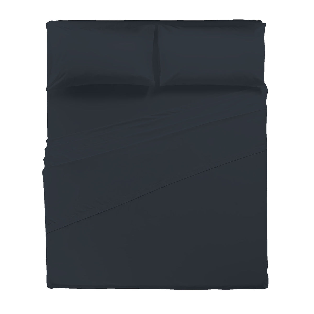 Di Maestro Completo Letto Percalle 200  Matrimoniale Tinta Unita Blue