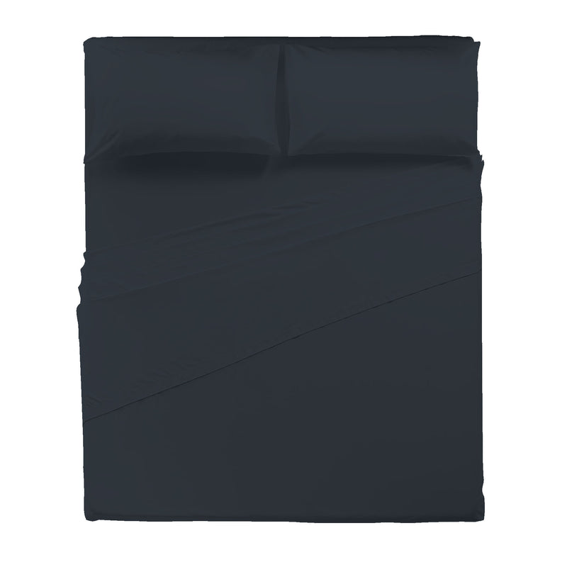 Di Maestro Completo Letto Percalle 200  Matrimoniale Tinta Unita Blue