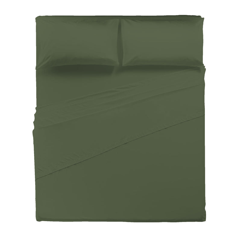 Di Maestro Completo Letto Percalle 200  Matrimoniale Tinta Unita Olive