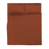 Di Maestro Completo Letto Percalle 200  Matrimoniale Tinta Unita Red Ochre