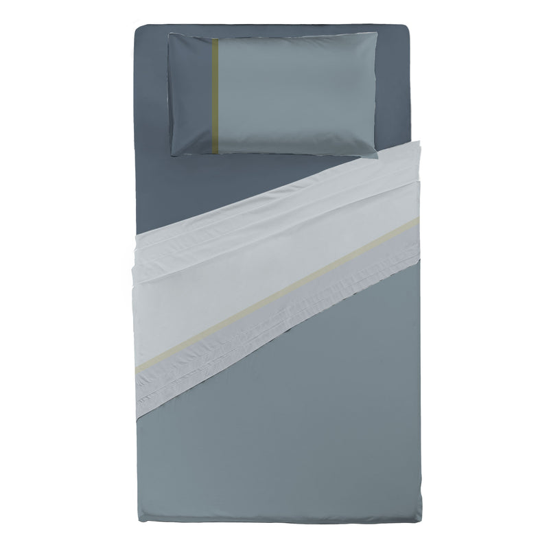Completo Letto Piazza e Mezza in Cotone con Stampa - Fantasia Tricolore Absinthe Dusty Teal - Amo La Casa Shop