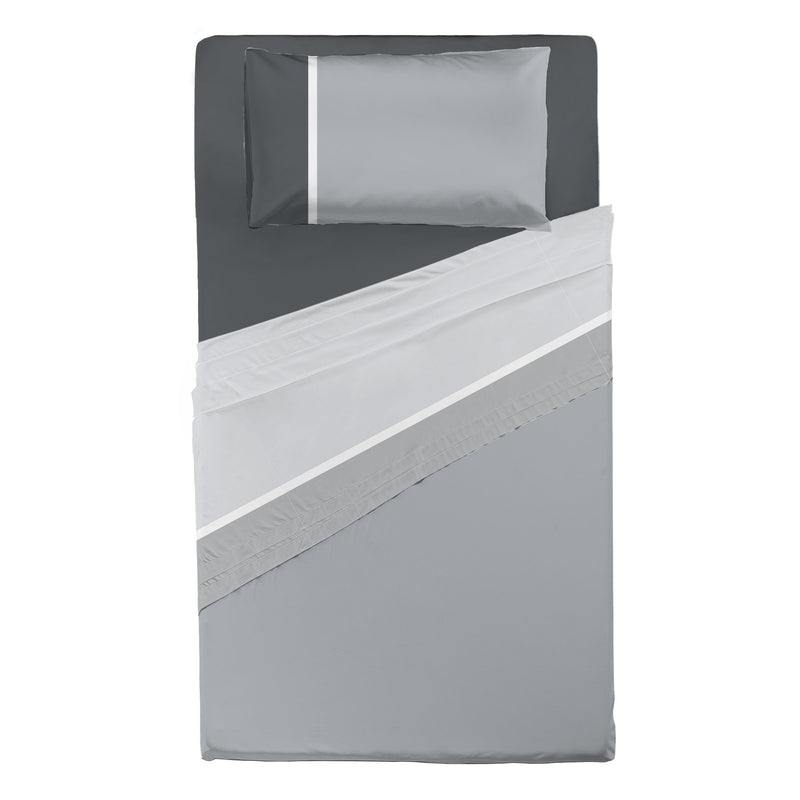 Completo Letto Piazza e Mezza in Cotone con Stampa - Fantasia Tricolore Absinthe Grigio - Amo La Casa Shop