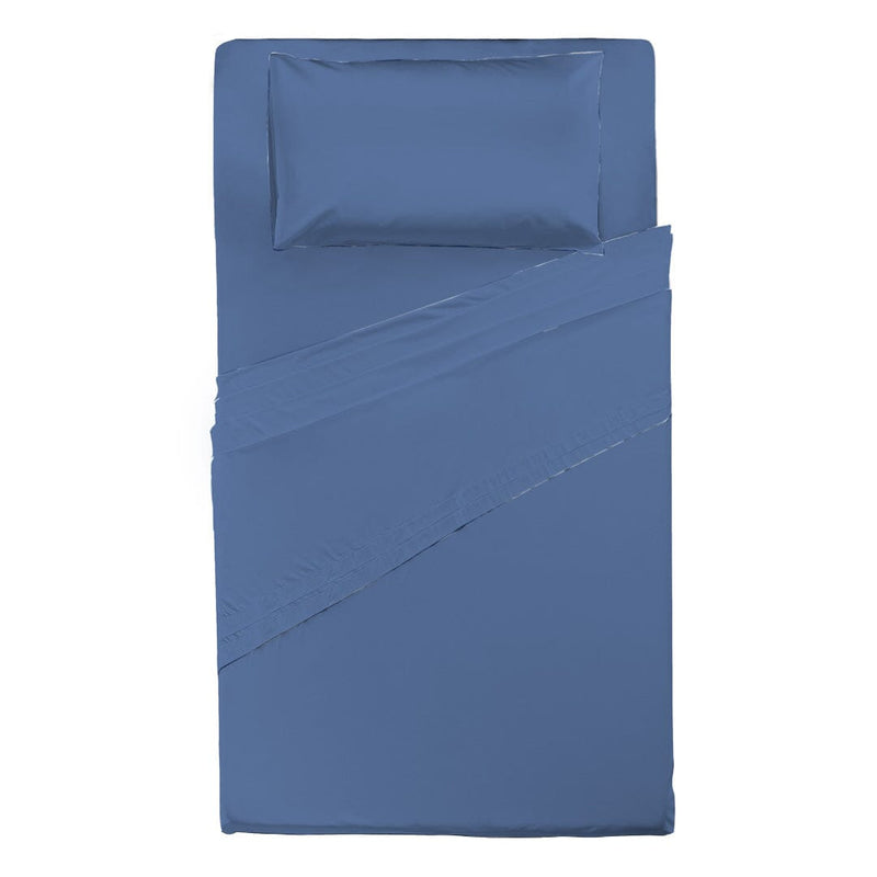 Completo Letto Piazza e Mezza in Cotone - Tinta Unita Blu Royal - Amo La Casa Shop
