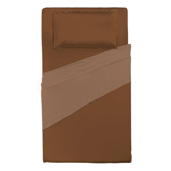 Completo Letto Piazza e Mezza in Cotone - Tinta Unita Marrone - Amo La Casa Shop