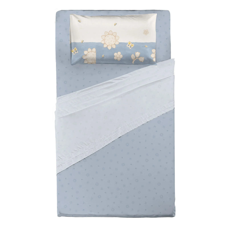 THUN® Completo Letto Piazza e Mezza in Cotone Elegance Azzurro - Amo La Casa Shop