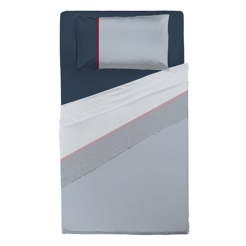Completo Letto Singolo in Cotone con Stampa - Fantasia Tricolor Gin Bordeaux - Amo La Casa Shop