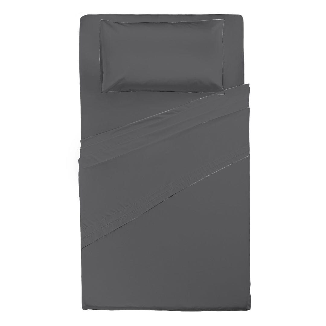 Completo Letto Piazza e Mezza in Cotone - Tinta Unita Grigio Scuro - Amo La Casa Shop