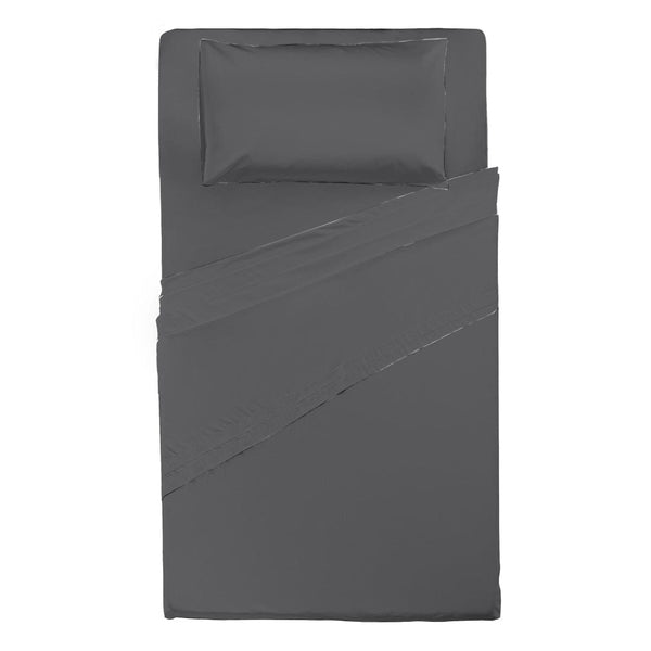 Completo Letto Piazza e Mezza in Cotone - Tinta Unita Grigio Scuro - Amo La Casa Shop