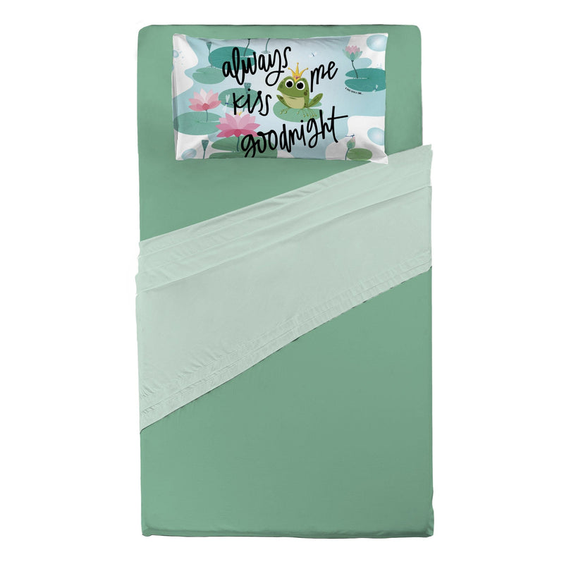 Completo Letto Piazza e Mezza in Cotone con Stampa Digitale - Fantasia Kissfrog Green